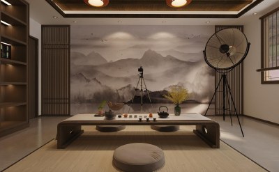 新中式茶产品直播间3D模型下载